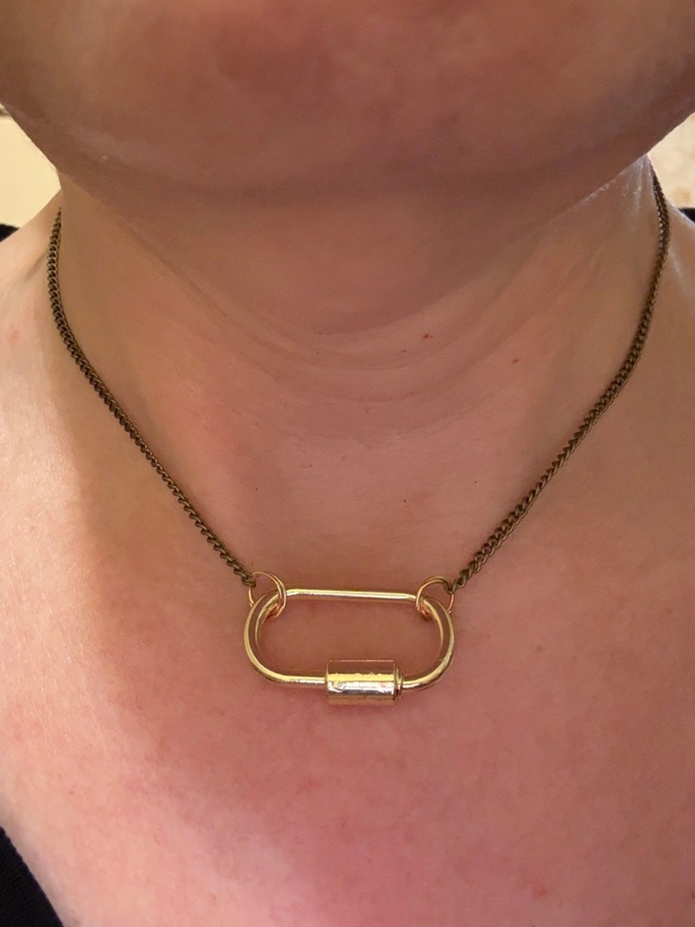 Hand-Crafted Gold Carabiner Pendant Necklace - Unbranded